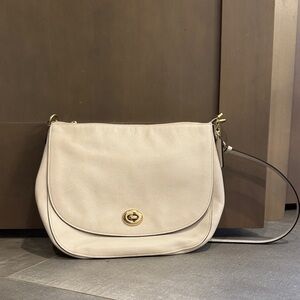Coach Cream Shoulder Bag with Gold Accents